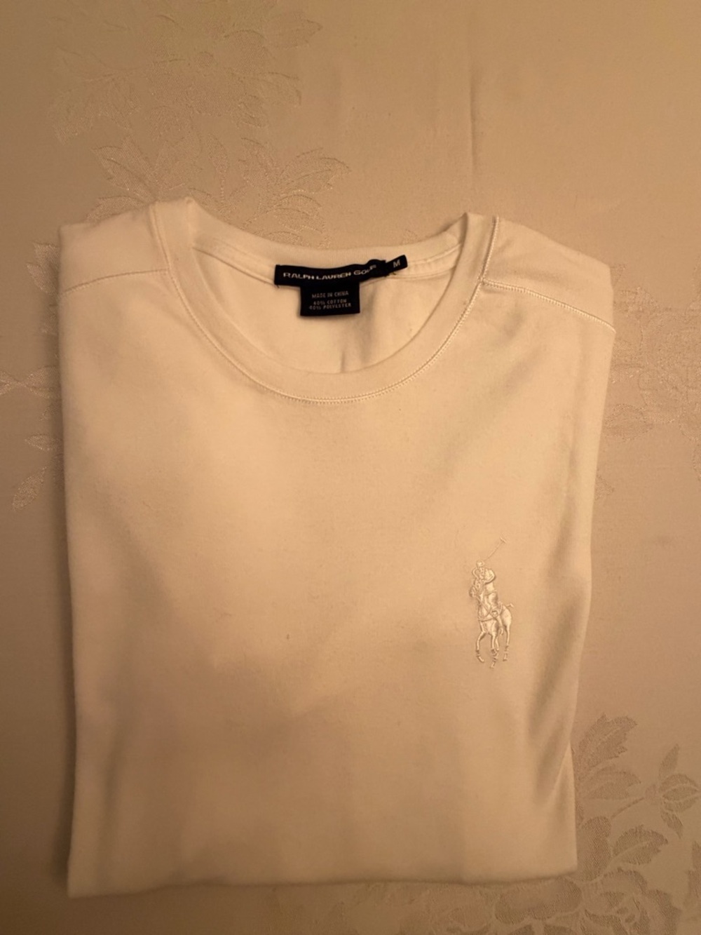 Ralph Lauren White Crewneck Sweater with Embroidered Polo Pony